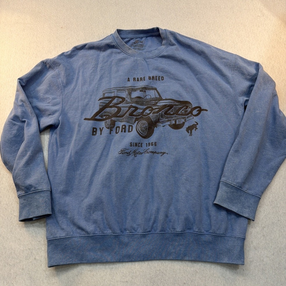 Ford Bronco "A Rare Breed" Licensed Graphic Sweatshirt -‎ Men Large- Light Blue